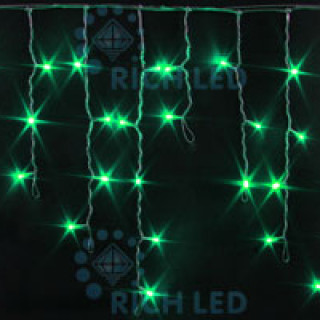 Светодиодная бахрома Rich LED 3х0.5 м, прозрачный провод, супер яркий зеленый, RL-i3*0.5-T/G