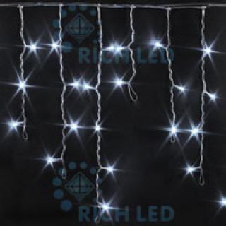 Светодиодная бахрома Rich LED 3х0.5 м, прозрачный провод, супер яркий белый, RL-i3*0.5-T/W