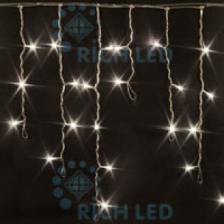 Светодиодная бахрома Rich LED 3х0.5 м, прозрачный провод, теплый белый, RL-i3*0.5-T/WW