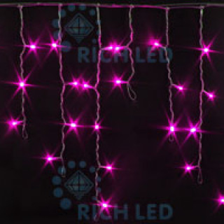Светодиодная бахрома Rich LED 3х0.5 м, прозрачный провод, розовая, RL-i3*0.5-T/P