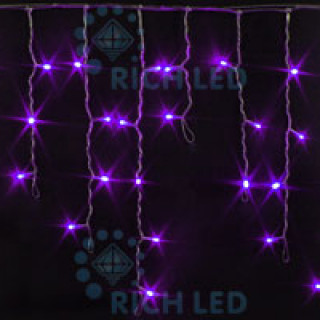 Светодиодная бахрома Rich LED 3х0.5 м, прозрачный провод, фиолетовая, RL-i3*0.5-T/V