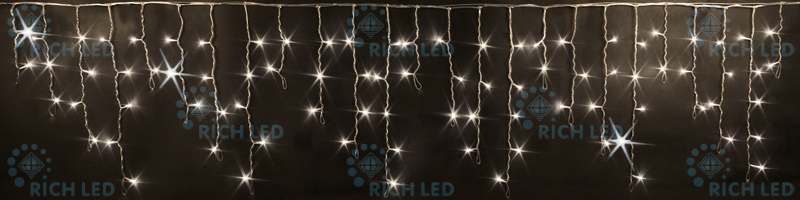 Светодиодная бахрома Rich LED 3х0.5 м мерцающая, прозрачный провод, теплая белая, RL-i3*0.5F-T/WW