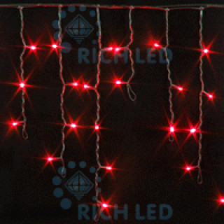 Светодиодная бахрома Rich LED 3х0.5 м мерцающая, прозрачный провод, красная, RL-i3*0.5F-T/R