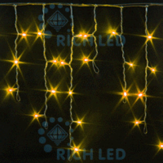 Светодиодная бахрома Rich LED 3х0.5 м мерцающая, прозрачный провод, желтая, RL-i3*0.5F-T/Y