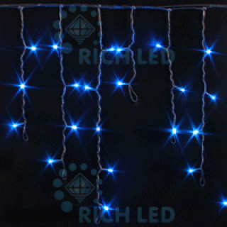 Светодиодная бахрома Rich LED 3х0.5 м мерцающая, прозрачный провод, синяя, RL-i3*0.5F-T/B
