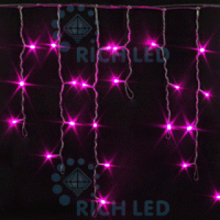 Светодиодная бахрома Rich LED 3х0.5 м мерцающая, прозрачный провод, розовая, RL-i3*0.5F-T/P