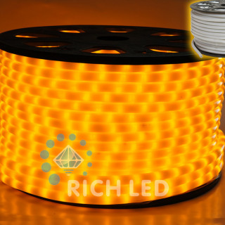 Светодиодный дюралайт Rich LED 2-х проводной, молочный матовый, 13 мм, желтый, RL-DL-2WHM-100-240-Y