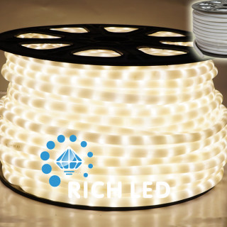 Светодиодный дюралайт Rich LED 2-х проводной, молочный матовый, 13 мм, теплый белый, RL-DL-2WHM-100-240-WW