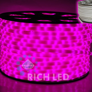 Светодиодный дюралайт Rich LED 2-х проводной, молочный матовый, 13 мм, розовый, RL-DL-2WHM-100-240-P