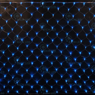 Светодиодная сетка Rich LED 2*1.5м, прозрачный провод, синяя, RL-N2*1.5-T/B
