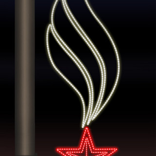 Светодиодная консоль 9 Мая, Звезда и пламя 3, Rich LED, тепло белая-красная, RL-KN-9-1-WWR