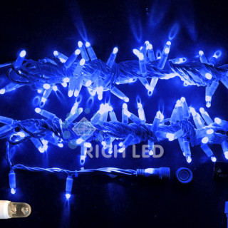Светодиодная гирлянда Rich LED Нить 10 м, 220В, герметичный колпачок, IP65, соединяемая, постоянного свечения, белый провод, синяя, RL-S10C-220V-CW/B