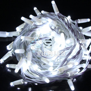 Светодиодные гирлянды Rich LED Нить 10 м, 220 В, герметичный колпачок, IP 65, постоянного свечения, соединяемая, резиновый провод белый, холодный белый, RL-S10C-220V-RW/W