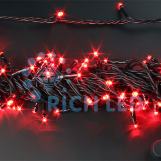 Светодиодная гирлянда Rich LED Нить 10 м, 24В, постоянного свечения, соединяемая, черный провод, красная, RL-S10C-24V-B/R