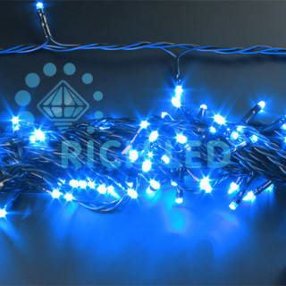 Светодиодная гирлянда Rich LED Нить 10 м, 24В, постоянного свечения, соединяемая, черный провод, синяя, RL-S10C-24V-B/B