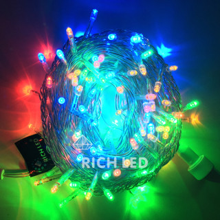 Светодиодная гирлянда Rich LED Нить 10 м, 24В, , соединяемая, постоянного свечения, прозрачный провод, мульти, RL-S10C-24V-T/M