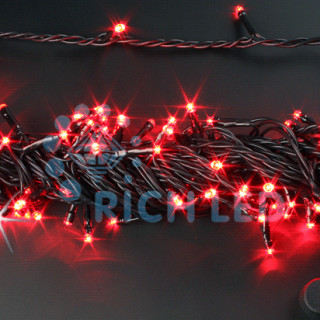 Светодиодная гирлянда Rich LED Нить 10 м, 24В, мерцающая, соединяемая, черный провод, красная, RL-S10CF-24V-B/R