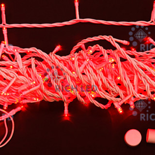 Светодиодная гирлянда Rich LED Нить 10 м, 24В, постоянного свечения, соединяемая, белый провод, красная, RL-S10C-24V-W/R