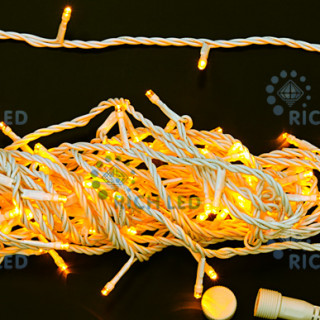 Светодиодная гирлянда Rich LED Нить 10 м, 24В, , постоянного свечения, соединяемая, белый провод, желтая, RL-S10C-24V-W/Y