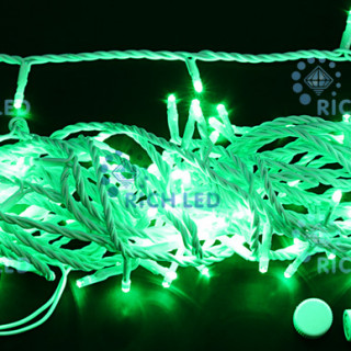Светодиодная гирлянда Rich LED Нить 10 м, 24В, , постоянного свечения, соединяемая, белый провод, зеленая, RL-S10C-24V-W/G