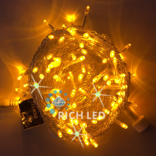 Светодиодная гирлянда Rich LED Нить 10 м, 24В, мерцающая, соединяемая, прозрачный провод, желтая, RL-S10CF-24V-T/Y