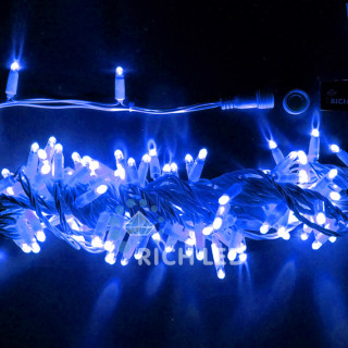 Светодиодная гирлянда Rich LED Нить 10 м, 24В, , герметичный колпачок, IP65, постоянного свечения, соединяемая, белый провод, синяя, RL-S10C-24V-CW/B