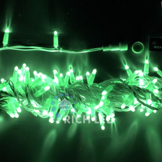 Светодиодная гирлянда Rich LED Нить 10 м, 24В, , герметичный колпачок, IP65, постоянного свечения, соединяемая, белый провод, зеленая, RL-S10C-24V-CW/G