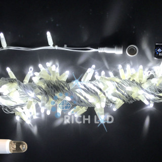 Светодиодная гирлянда Rich LED Нить 10 м, 24В, мерцающая, IP65, герметичный колпачок, соединяемая, белый провод, белая, RL-S10CF-24V-CW/W