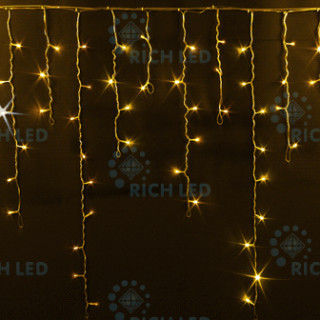 Светодиодная бахрома Rich LED 3x0.9 м МЕРЦАЮЩАЯ прозрачный провод, желтая, RL-i3*0.9F-T/Y