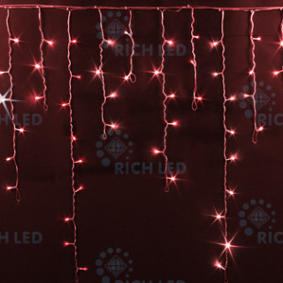 Светодиодная бахрома Rich LED 3x0.9 м МЕРЦАЮЩАЯ прозрачный провод, красная, RL-i3*0.9F-T/R