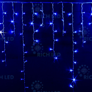 Светодиодная бахрома Rich LED 3x0.9 м МЕРЦАЮЩАЯ прозрачный провод, синяя, RL-i3*0.9F-T/B