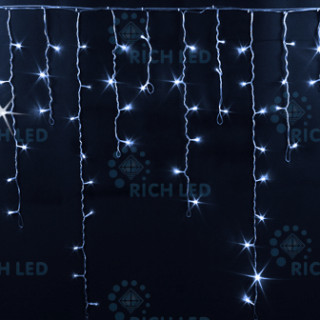 Светодиодная бахрома Rich LED 3x0.9 м МЕРЦАЮЩАЯ прозрачный провод, белая, RL-i3*0.9F-T/W