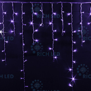 Светодиодная бахрома Rich LED 3x0.9 м МЕРЦАЮЩАЯ прозрачный провод, фиолетовая, RL-i3*0.9F-T/V
