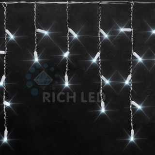 Светодиодная бахрома Rich LED 3х0.5 м постоянного свечения, IP65, герметичный колпачок, прозрачный провод, белая, RL-i3*0.5-CT/W
