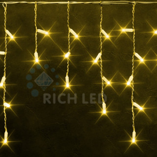 Светодиодная бахрома Rich LED 3х0.5 м постоянного свечения, IP65, герметичный колпачок, прозрачный провод, желтый, RL-i3*0.5-CT/Y