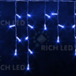 Светодиодная бахрома Rich LED 3х0.5 м постоянного свечения, IP65, герметичный колпачок, прозрачный провод, синий, RL-i3*0.5-CT/B