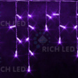 Светодиодная бахрома Rich LED 3х0.5 м постоянного свечения, IP65, герметичный колпачок, прозрачный провод, фиолетовая, RL-i3*0.5-CT/V