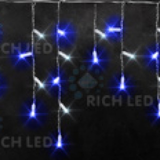 Светодиодная бахрома Rich LED 3х0.5 м постоянного свечения, IP65, герметичный колпачок, прозрачный провод, сине-белая, RL-i3*0.5-CT/BW