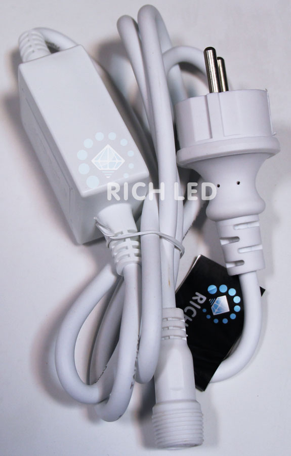 Блок питания для изделий Rich LED с постоянным свечением. 2А. Для соединения до 10 шт., белый RL-220AC/DC-2A-W
