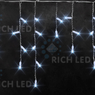 Светодиодная бахрома Rich LED 3х0.5 м мерцающая, IP65, герметичный колпачок, белый провод, белая, RL-i3*0.5F-CW/W