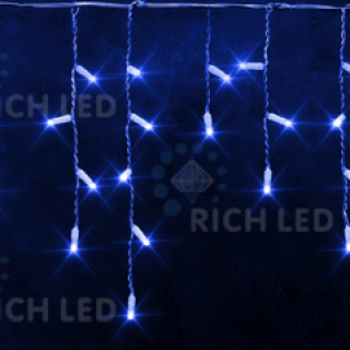 Светодиодная бахрома Rich LED 3х0.5 м мерцающая, IP65, герметичный колпачок, белый провод, синяя, RL-i3*0.5F-CW/B
