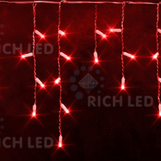 Светодиодная бахрома Rich LED 3х0.5 м мерцающая, IP65, герметичный колпачок, белый провод, красная, RL-i3*0.5F-CW/R