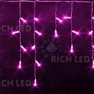 Светодиодная бахрома Rich LED 3х0.5 м мерцающая, IP65, герметичный колпачок, белый провод, розовая, RL-i3*0.5F-CW/P