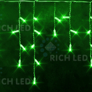 Светодиодная бахрома Rich LED 3х0.5 м, МЕРЦАЮЩАЯ, белый резиновый провод, IP65, герметичный колпачок, зеленая, RL-i3*0.5F-RW/G