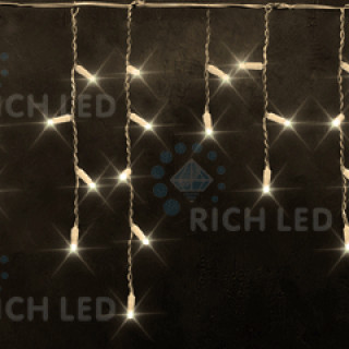 Светодиодная бахрома Rich LED 3х0.5 м, МЕРЦАЮЩАЯ, черный резиновый провод, IP65, герметичный колпачок, теплая белая, RL-i3*0.5F-RB/WW