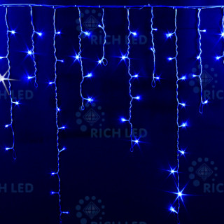 Светодиодная бахрома Rich LED 3x0.9 м МЕРЦАЮЩАЯ, IP65, герметичный колпачок белый провод, синяя, RL-i3*0.9F-CW/B