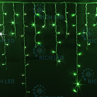 Светодиодная бахрома Rich LED 3x0.9 м МЕРЦАЮЩАЯ, IP65, герметичный колпачок белый провод, зеленая, RL-i3*0.9F-CW/G