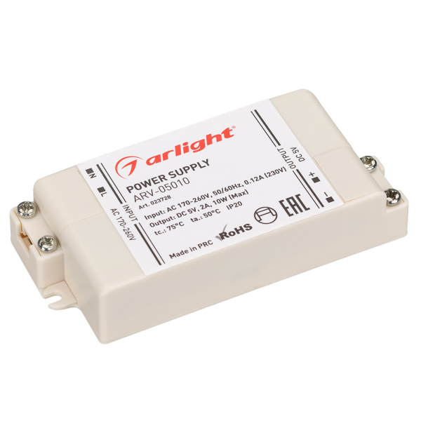 Блок питания ARV-05010 (5V, 2A, 10W) (ARL, IP20 Пластик, 2 года)