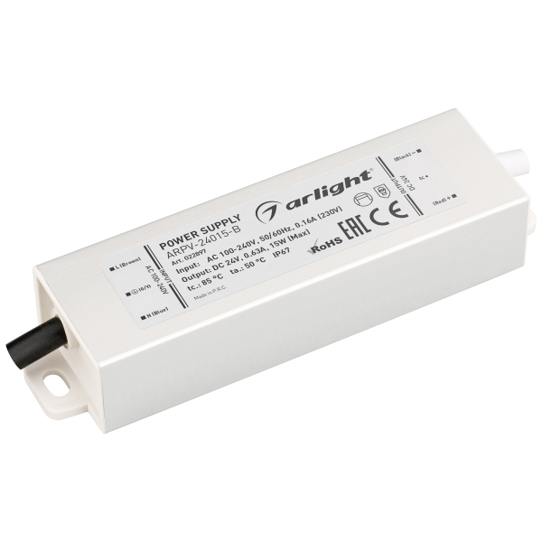 Блок питания ARPV-24015-B (24V, 0.6A, 15W) (ARL, IP67 Металл, 3 года)