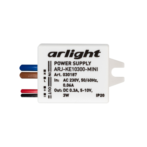 Блок питания ARJ-KE10300-MINI (3W, 300mA) (ARL, IP20 Пластик, 5 лет)